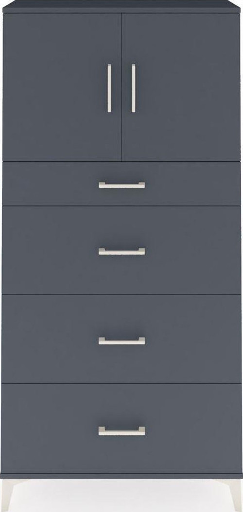 Arges Dolap 2 Raflı 4 Çekmeceli 2 Kapaklı 88 x 30 x 182 cm Antrasit - Antrasit