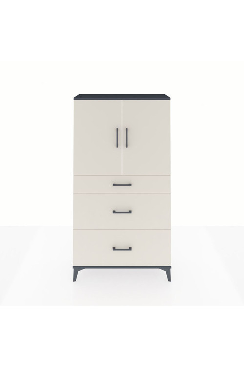 Arges Dolap 2 Raflı 3 Çekmeceli 2 Kapaklı 88x30x163 Antrasit-Aytaşı