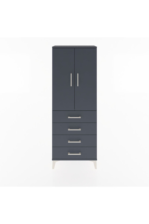 Arges Dolap 1 Raflı 4 Çekmeceli 1 Askılı 60 x 30 x 163 cm Antrasit - Antrasit