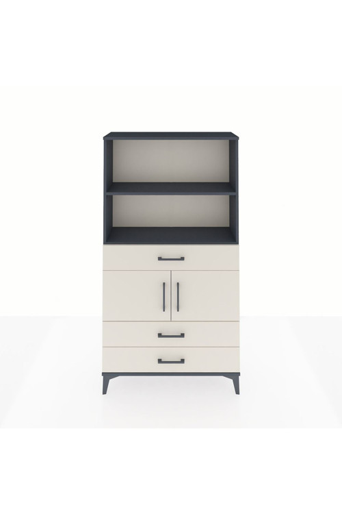 Arges Dolap 3 Raflı 3 Çekmeceli 2 Kapaklı 88x30x163 Antrasit-Aytaşı