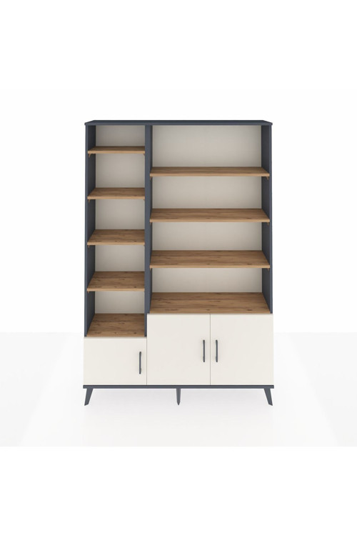 Arges Dolap 10 Raflı 3 Kapaklı 132x30x195 Antrasit-Aytaşı/Çam
