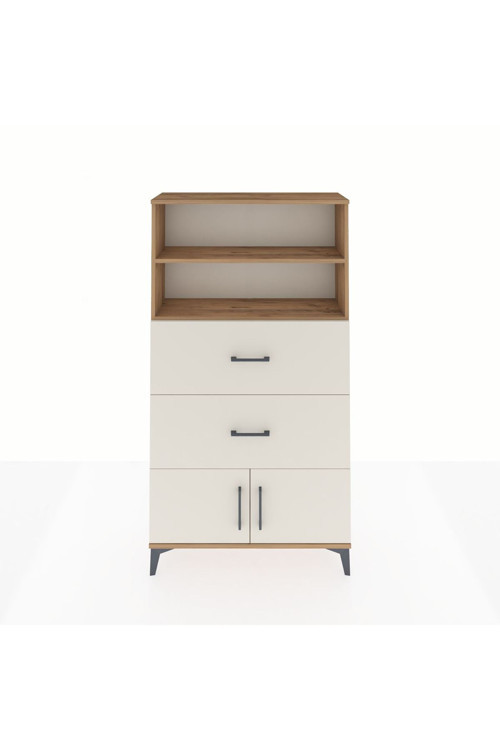 Arges Dolap 2 Raflı 2 Çekmeceli 2 Kapaklı 88x30x163 Çam-Aytaşı