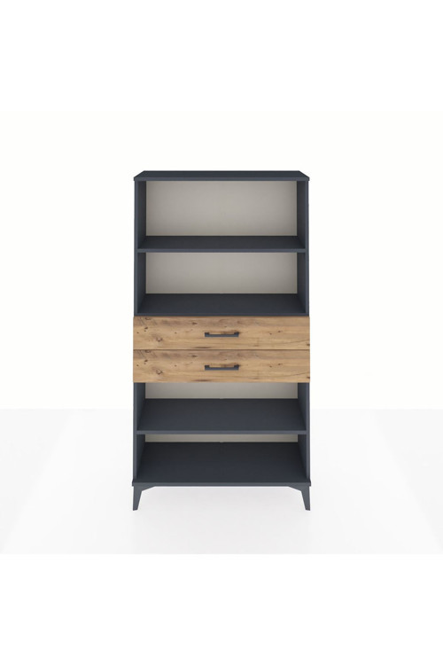 Arges Dolap 3 Raflı 2 Çekmeceli 88x30x163 Antrasit-Çam