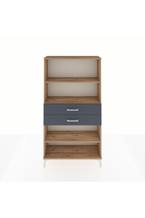 Arges Dolap 3 Raflı 2 Çekmeceli 88x30x163 Çam-Antrasit