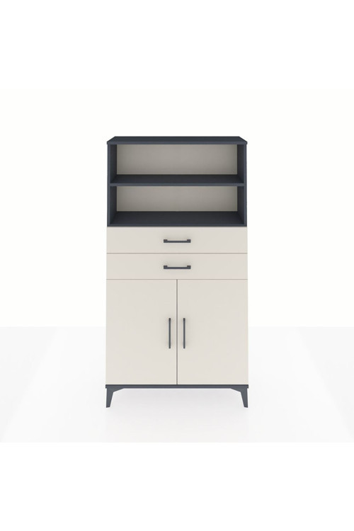 Arges Dolap 3 Raflı 2 Çekmeceli 2 Kapaklı 88x30x163 Antrasit-Aytaşı