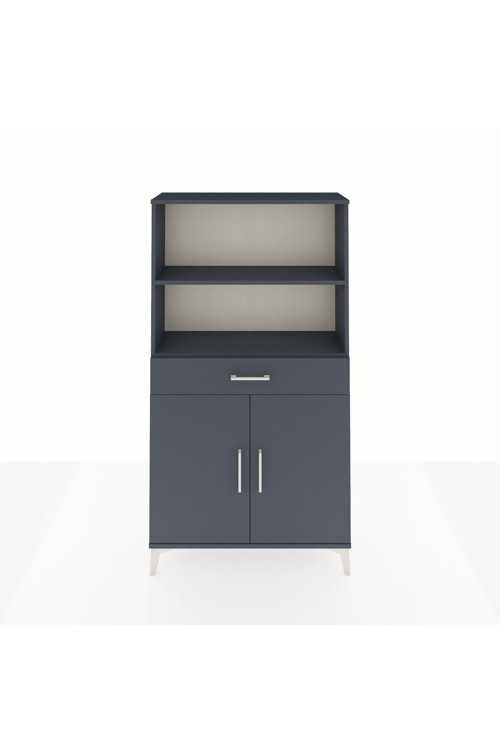 Arges Dolap 3 Raflı Tek Çekmeceli 2 Kapaklı 88x30x163 Antrasit-Antrasit