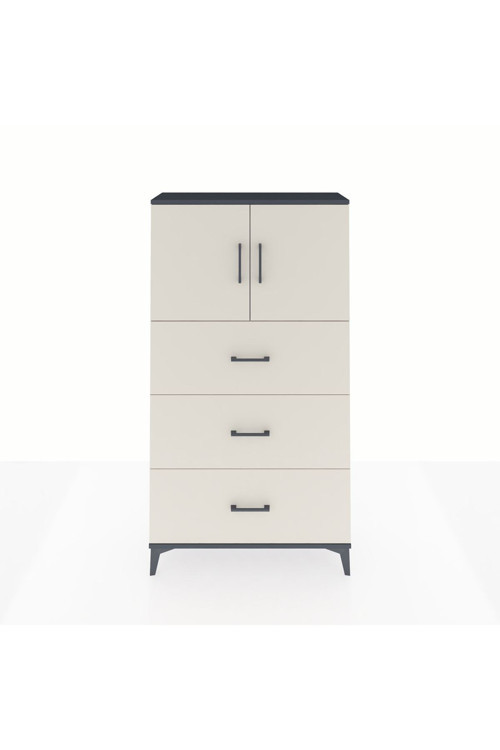 Arges Dolap 2 Raflı 3 Çekmeceli 2 Kapaklı 88x30x163 Antrasit-Aytaşı