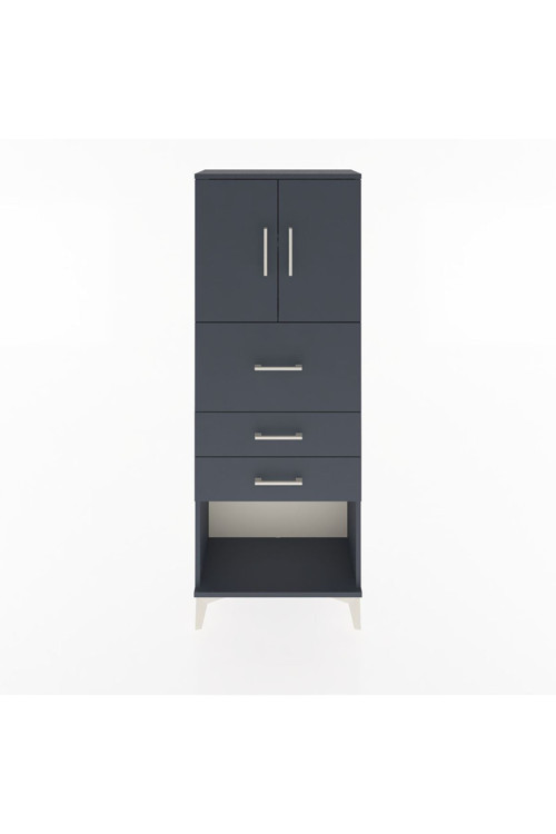 Arges Dolap 2 Raflı 3 Çekmeceli 2 Kapaklı 60 x 30 x 163 cm Antrasit - Antrasit