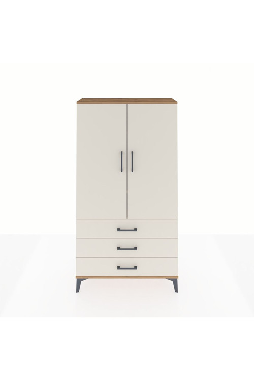Arges Dolap 3 Raflı 3 Çekmeceli 2 Kapaklı 88x30x163 Çam-Aytaşı