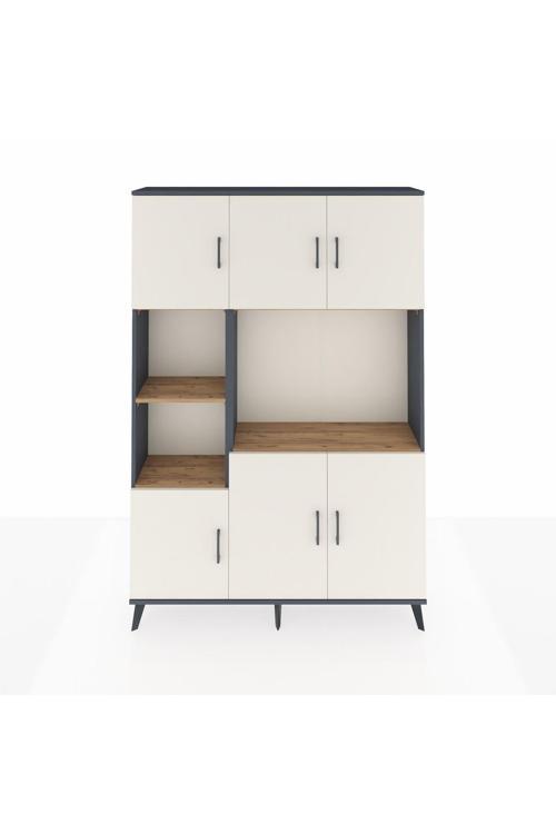 Arges Dolap 9 Raflı 6 Kapaklı 132 x 30 x 195 cm Antrasit - Aytaşı - Çam