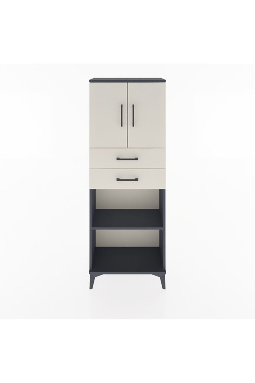 Arges Dolap 3 Raflı 2 Çekmeceli 2 Kapaklı 60x30x163 Antrasit-Aytaşı
