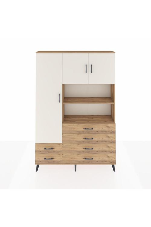 Arges Dolap 8 Raflı 6 Çekmeceli 3 Kapaklı 132 x 30 x 195 cm Çam - Aytaşı - Çam