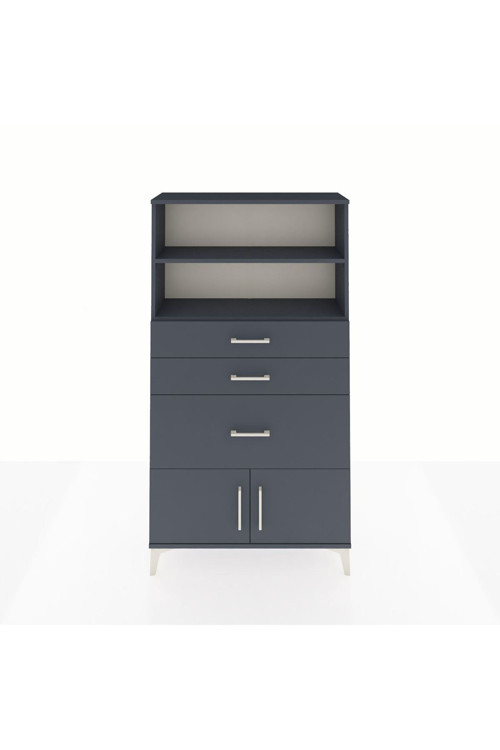 Arges Dolap 2 Raflı 3 Çekmeceli 2 Kapaklı 88x30x163 Antrasit-Antrasit