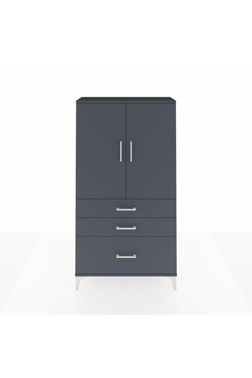 Arges Dolap 3 Raflı 3 Çekmeceli 2 Kapaklı 88x30x163 Antrasit-Antrasit