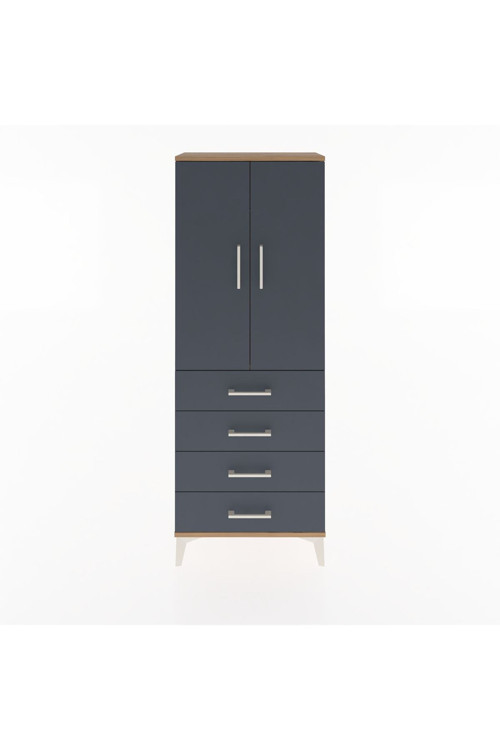 Arges Dolap 1 Raflı 4 Çekmeceli 1 Askılı 60 x 30 x 163 cm Çam - Antrasit