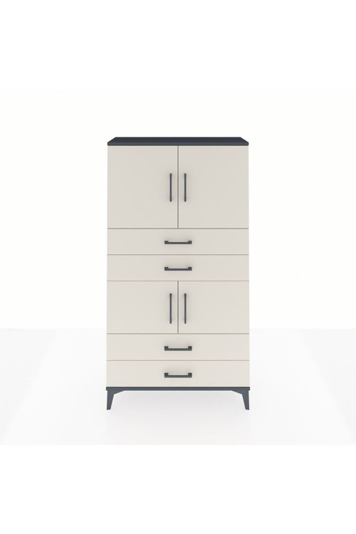 Arges Dolap 3 Raflı 4 Çekmeceli 4 Kapaklı 88 x 30 x 163 cm Antrasit - Aytaşı