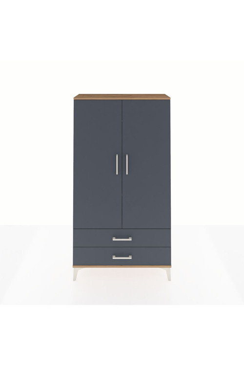 Arges Dolap 2 Raflı 2 Çekmeceli 1 Askılı 88 x 30 x 163 cm Çam - Antrasit