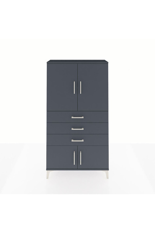 Arges Dolap 2 Raflı 3 Çekmeceli 4 Kapaklı 88 x 30 x 163 cm Antrasit - Antrasit