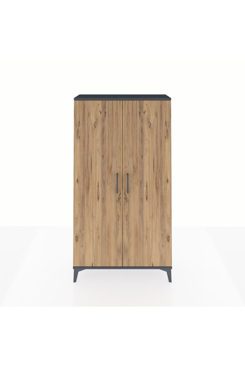 Arges Dolap 4 Raflı 2 Kapaklı 88 x 30 x 163 cm Antrasit - Çam