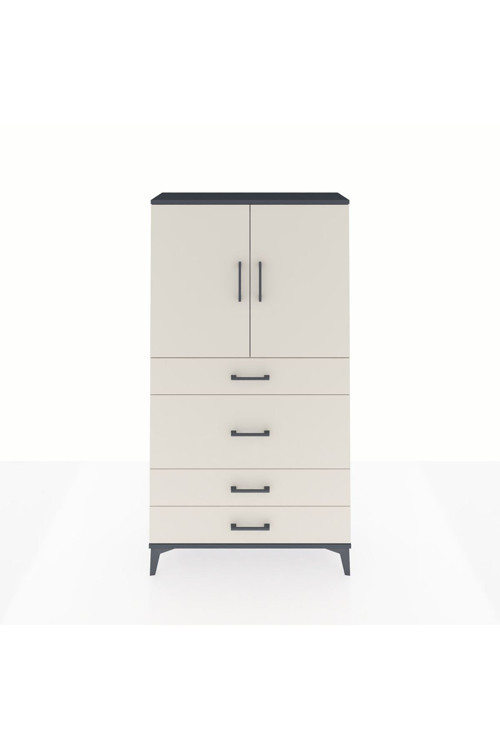 Arges Dolap 3 Raflı 4 Çekmeceli 2 Kapaklı 88x30x163 Antrasit-Aytaşı
