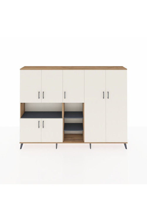 Arges Dolap 13 Raflı 7 Kapaklı 220x30x163 Çam-Aytaşı/Antrasit