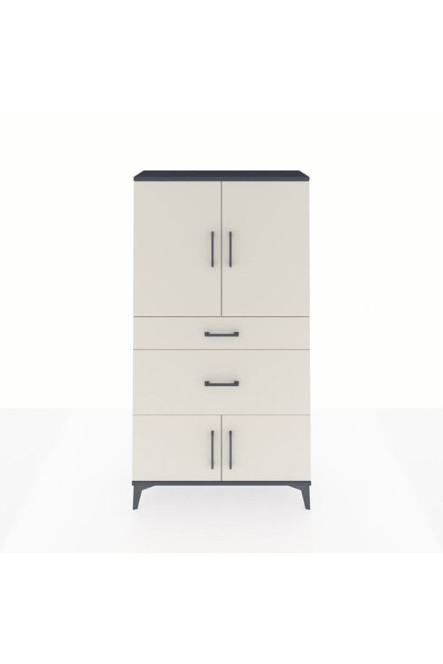 Arges Dolap 2 Raflı 2 Çekmeceli 4 Kapaklı 88x30x163 Antrasit-Aytaşı