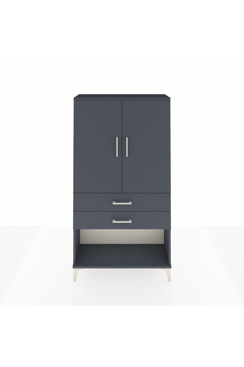 Arges Dolap Tek Raflı 2 Çekmeceli Tek Askılı 88x30x163 Antrasit-Antrasit