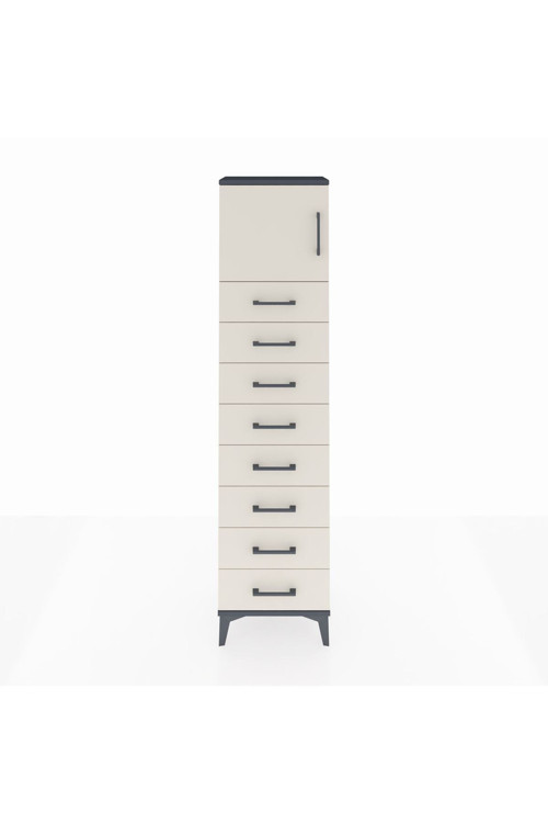 Arges Dolap 1 Raflı 8 Çekmeceli 1 Kapaklı 44 x 30 x 182 cm Antrasit - Aytaşı