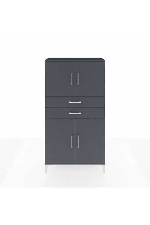 Arges Dolap 3 Raflı 2 Çekmeceli 4 Kapaklı 88x30x163 Antrasit-Antrasit