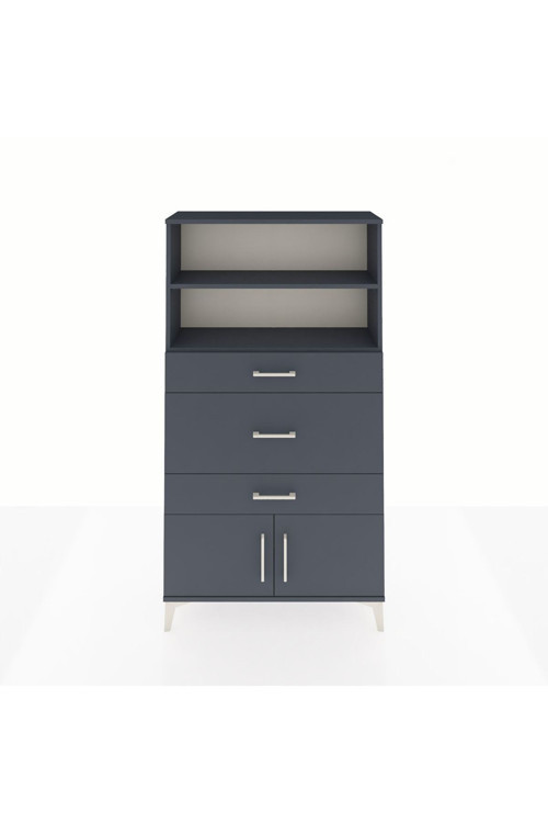 Arges Dolap 2 Raflı 3 Çekmeceli 2 Kapaklı 88x30x163 Antrasit-Antrasit