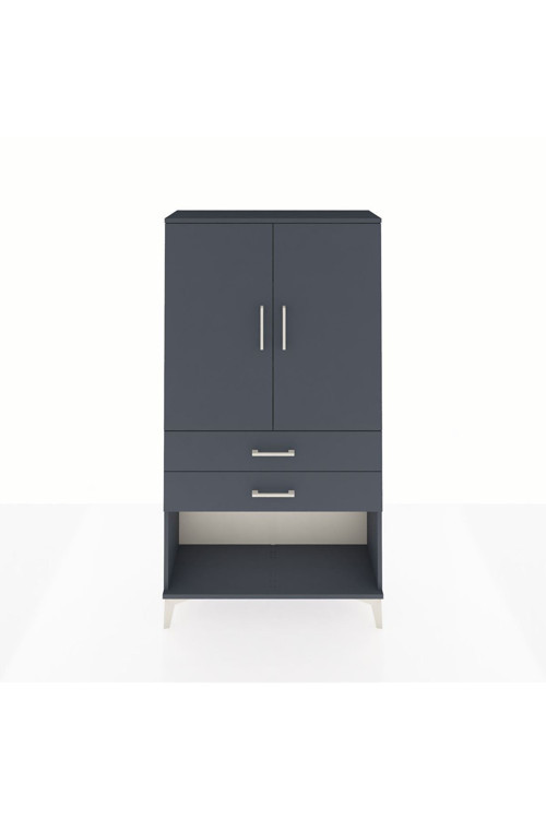Arges Dolap 3 Raflı 2 Çekmeceli 2 Kapaklı 88x30x163 Antrasit-Antrasit