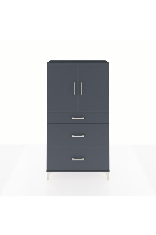 Arges Dolap 2 Raflı 3 Çekmeceli 2 Kapaklı 88x30x163 Antrasit-Antrasit