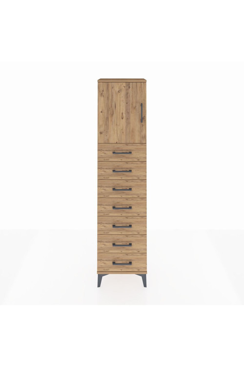 Arges Dolap 2 Raflı 7 Çekmeceli 1 Kapaklı 44 x 30 x 182 cm Çam - Çam