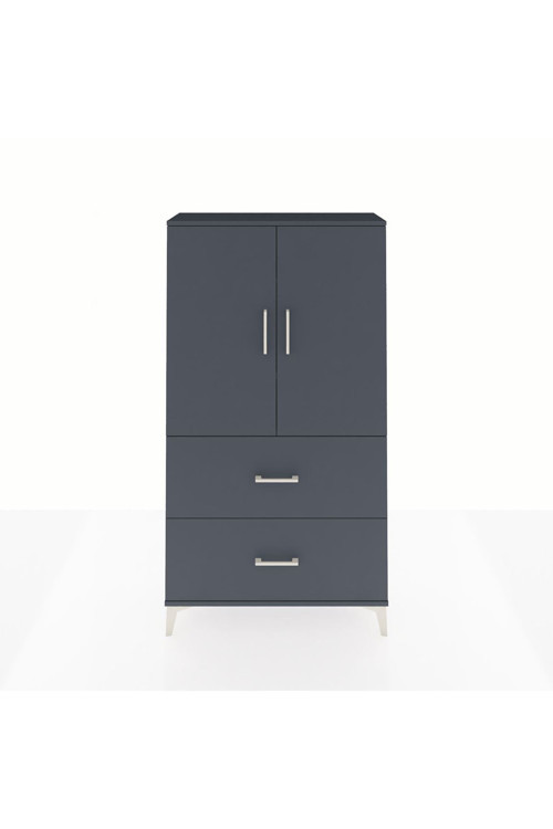 Arges Dolap 3 Raflı 2 Çekmeceli 2 Kapaklı 88x30x163 Antrasit-Antrasit
