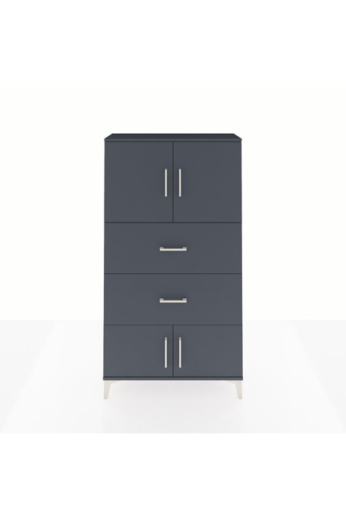Arges Dolap 2 Raflı 2 Çekmeceli 4 Kapaklı 88 x 30 x 163 cm Antrasit - Antrasit