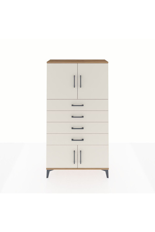 Arges Dolap 2 Raflı 4 Çekmeceli 4 Kapaklı 88 x 30 x 163 cm Çam - Aytaşı
