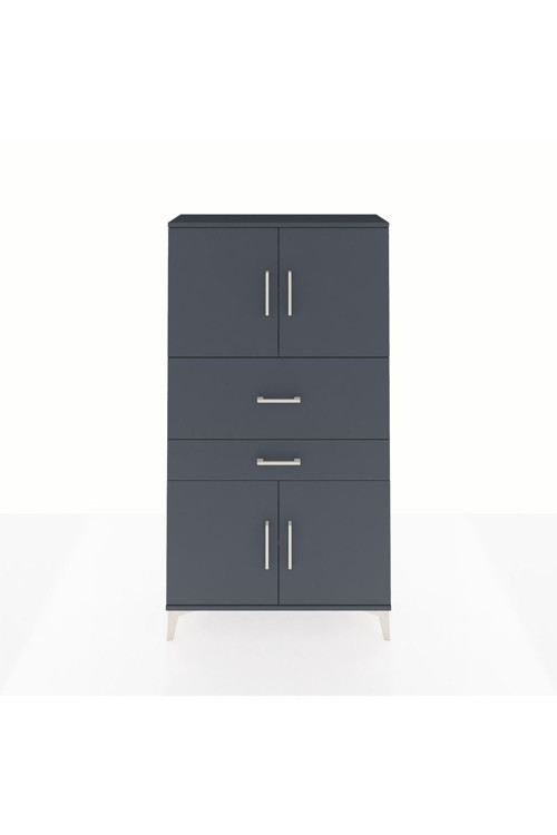 Arges Dolap 3 Raflı 2 Çekmeceli 4 Kapaklı 88 x 30 x 163 cm Antrasit - Antrasit