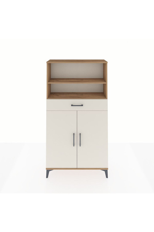 Arges Dolap 3 Raflı Tek Çekmeceli 2 Kapaklı 88x30x163 Çam-Aytaşı