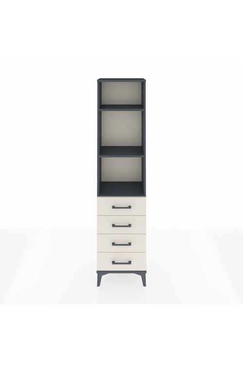 Arges Dolap 3 Raflı 4 Çekmeceli 44x30x182 Antrasit-Aytaşı