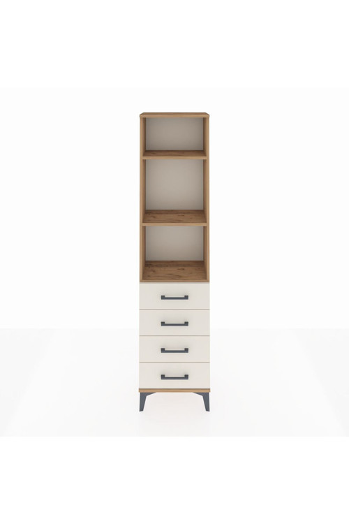Arges Dolap 3 Raflı 4 Çekmeceli 44x30x182 Çam-Aytaşı