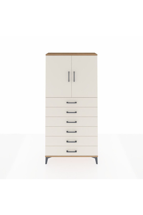 Arges Dolap 2 Raflı 6 Çekmeceli 2 Kapaklı 88 x 30 x 182 cm Çam - Aytaşı