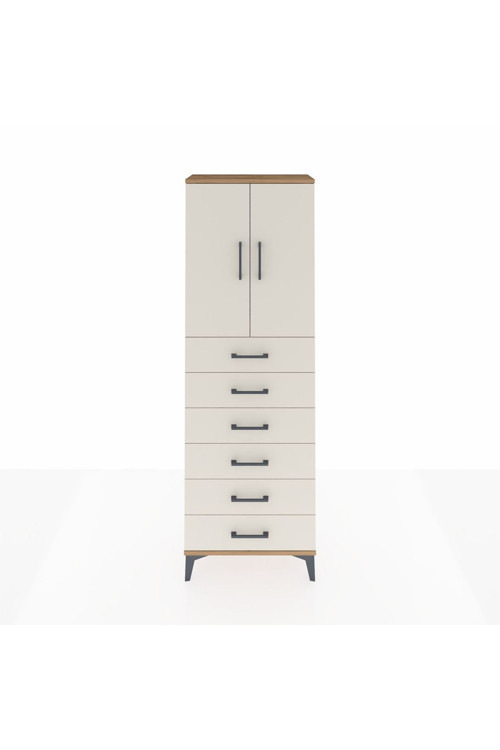 Arges Dolap 2 Raflı 6 Çekmeceli 2 Kapaklı 60 x 30 x 182 cm Çam - Aytaşı