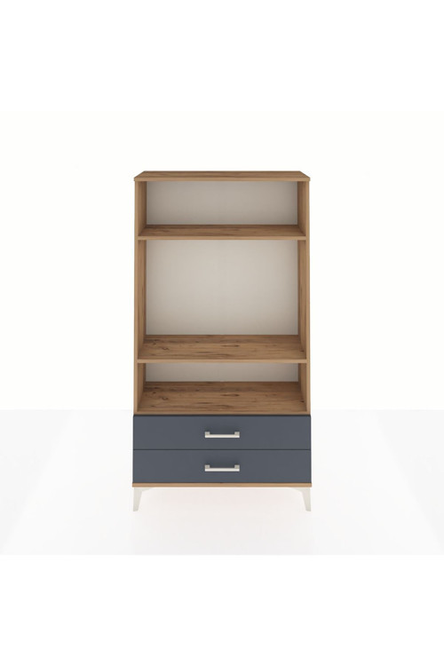 Arges Dolap 3 Raflı 2 Çekmeceli 88x30x163 Çam-Antrasit