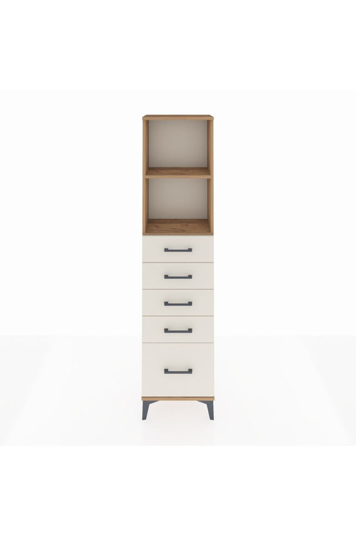 Arges Dolap 2 Raflı 5 Çekmeceli 44 x 30 x 182 cm Çam - Aytaşı