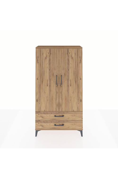 Arges Dolap 2 Raflı 2 Çekmeceli 1 Askılı 88 x 30 x 163 cm Çam - Çam