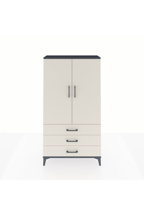 Arges Dolap 3 Raflı 3 Çekmeceli 2 Kapaklı 88x30x163 Antrasit-Aytaşı