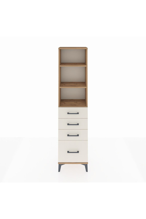 Arges Dolap 3 Raflı 4 Çekmeceli 44x30x182 Çam-Aytaşı
