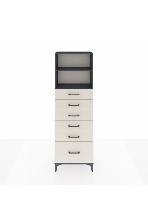 Arges Dolap 2 Raflı 6 Çekmeceli 60x30x182 Antrasit-Aytaşı