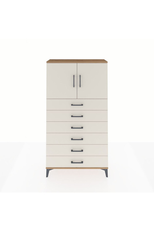 Arges Dolap 2 Raflı 6 Çekmeceli 2 Kapaklı 88 x 30 x 163 cm Çam - Aytaşı
