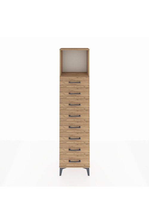 Arges Dolap 1 Raflı 8 Çekmeceli 44 x 30 x 182 cm Çam - Çam